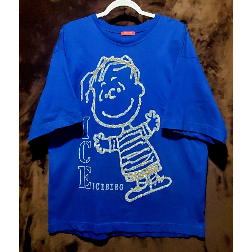 Rare Iceberg Peanuts Linus Glitter Tshirt Blue White 3X. fits like a 2x